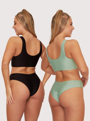 Stevie Twin Pack Bralette & Brief Set : Black & Basil