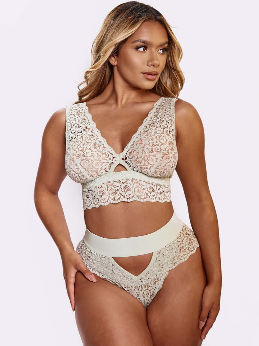 Ivy Bralette & Brief Set : Silvery Green