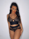 Stunning Morgan mesh and lace bralette in midnight black