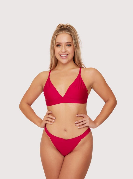 Ally Duo eco friendly Bralettes in Cerise red