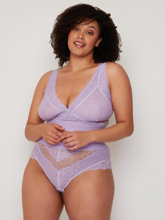 Francine soft lavender thong with mesh and lace