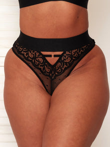  Jazlyn midnight black brazilian with caging detail