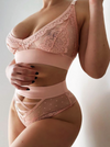 Pink high waisted brief uses mesh and lace to create a sexy and sophisticated look in sizes XS-6XL
